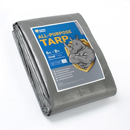GUARD SHIELD Heavy Duty Tarp 6x8 Feet Silver/Black Multi Purpose Thick Waterproof Poly Tarp Cover 10mil - color: Silver/Black, size: 6x8