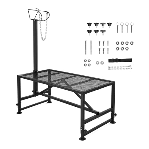 Sheep Grooming Table, 650 LBS Adjustable Goat Milking Stand, Black - color: Black