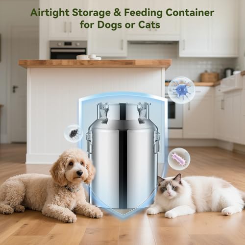 Newget 13lb Stainless Steel Dog Food Storage Container with Scoop - size: 13 lb