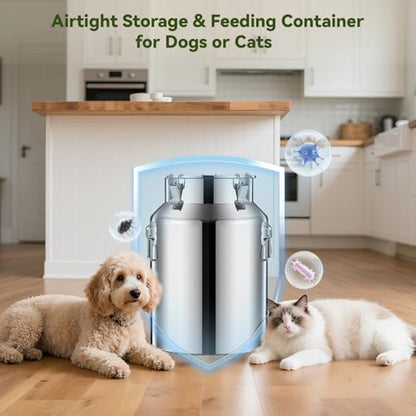 Newget 13lb Stainless Steel Dog Food Storage Container with Scoop - size: 13 lb