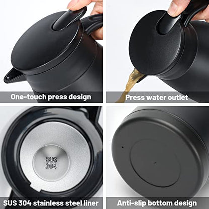 34oz Insulated Coffee Carafe with Handle, Black - color: Black, size: 34 oz