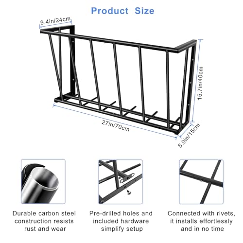 2-Pack Wall Mount Hay Feeder for Goats, 27-Inch Long Hay Rack for Horses - size: 2 pcs 27'' Long