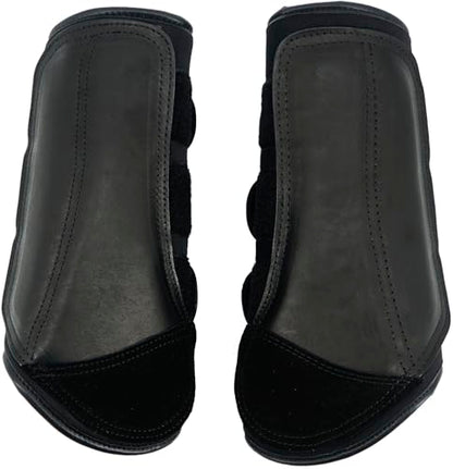 Jeereal Brushing Horse Boots Equine Boots | Protective Gear and Training Equipment | Neoprene,Waterproof Cloth and Genuine Leather Made of (Black, Cob (Medium)) - color: Black, size: Cob (Medium)
