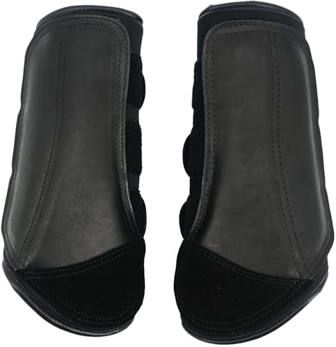 Jeereal Brushing Horse Boots Equine Boots | Protective Gear and Training Equipment | Neoprene,Waterproof Cloth and Genuine Leather Made of (Black, Pony (Small)) - color: Black, size: Pony (Small)