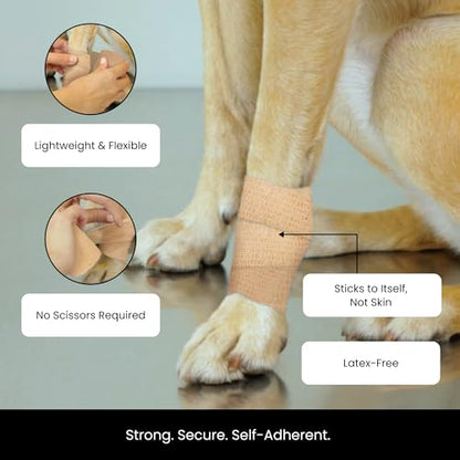 Juvale Stretch Vet Wrap - Self-Adherent Pet First Aid Tape - Secure Ankle Wrap & Wrist Support - Athletic Tape for Sports Use - Pack of 12, 2 in x 6 yd, 6 Colors