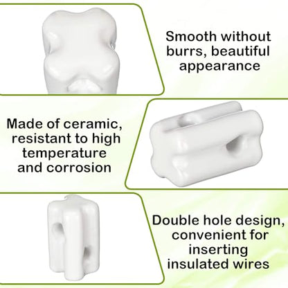 Honeydak 10 Pcs Ceramic Insulator Porcelain Insulator Heavy Duty Porcelain Bullnose Connector for Wooden Post Electrical Wire Post Wire Ground Farm Fencing Agricultural Supplies