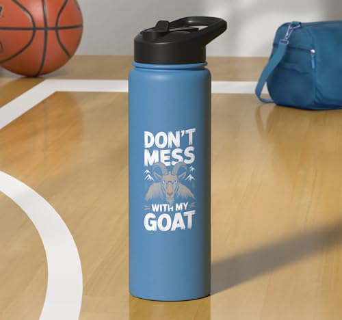 Don´t Mess With My Goat Cute Coat Pygmy Goat Farmer Stainless Steel Insulated Water Bottle - color: Light Blue