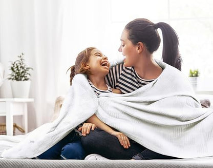 Utopia Bedding 100% Cotton Thermal Blanket White Full, 90x84 Inches - color: White, size: Full