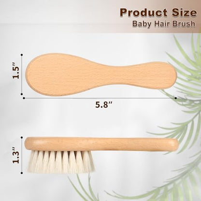 DEBETOOL 2-Pack Baby Hair Brush with Soft Goat Bristle