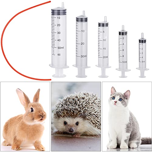 Jutom Puppy Feeding Tube Kit, 5 Pack 8 FR Tube and 5 Pack Kitten Syringe
