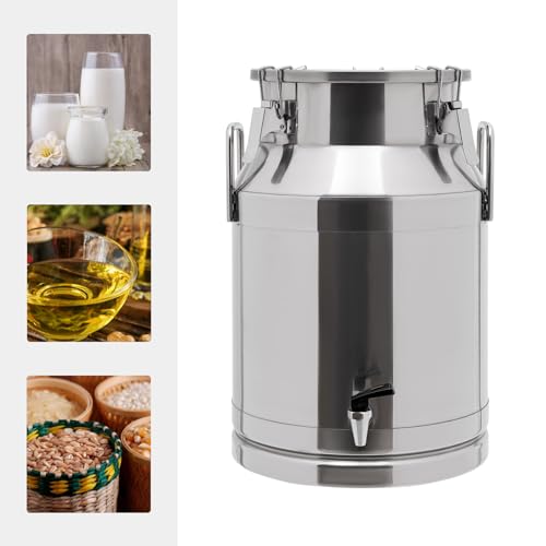 Stainless Steel Milk Can,30L Milk Bucket Wine Pail Bucket With Faucet,Milk Can Tote Jug for Milk Wine Liquid Storage Container (8 Gal / 30 L With Faucet) - size: 8 Gal / 30 L With Faucet