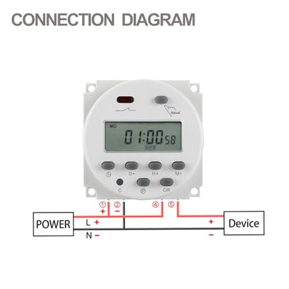 Baomain Time Switch Relay with 4 x Terminal Cable & Waterproof Cover,Digital LCD Programmable Timer,24V DC/AC Input,200-250V 16A Output,28 Programs Daily/Weekly Schedule,CN101A - size: Timer with Terminal Cable & Cover