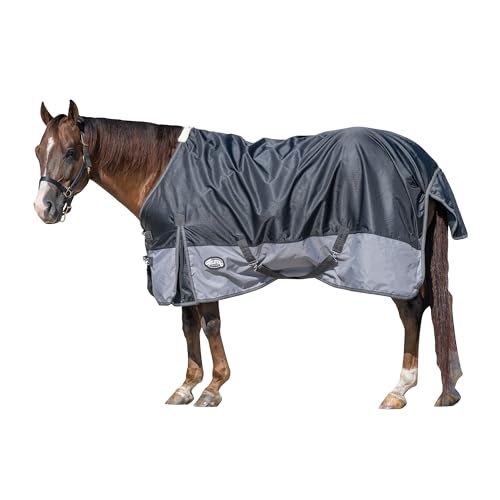 Weaver Equine 600D Premium Turnout Horse Rain Sheet with Fleece Lining, Breathable Waterproof Horse Turnout Sheet, Multi-Purpose Gear, 75", Black