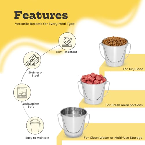 4Qt Heavy Duty Stainless Steel Water Bucket for Kennel, 2-Pack - size: 4 Quart (Pack of 2)