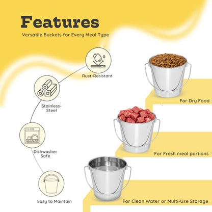 4Qt Heavy Duty Stainless Steel Water Bucket for Kennel, 2-Pack - size: 4 Quart (Pack of 2)