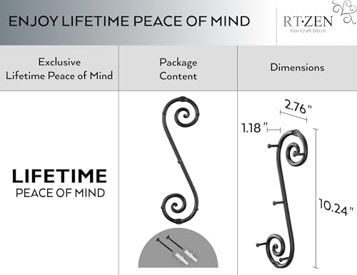 RTZEN Farmhouse Small Key Holder for Wall, Wrought Iron Wall Mount Rack - style: Vertical