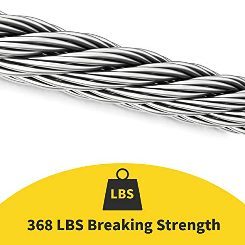 1/16 Wire Rope, 304 Stainless Steel Cable, Aircraft Cable, Steel Wire, 328FT with 150Pcs Crimping Sleeves, Clothes Line Wires, Trellis Wire, 7x7 368lbs Breaking Strength - size: 328 ft