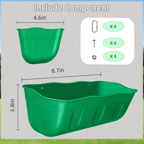 Hanging Chicken Feeders,Duck Feeder Waterer,Small Feed Trough 1.3 Quart 2 Pack,Hanging Fence Feed Trough for Poultry,Green - color: Green, size: 1.3 Quart (2 Pack)