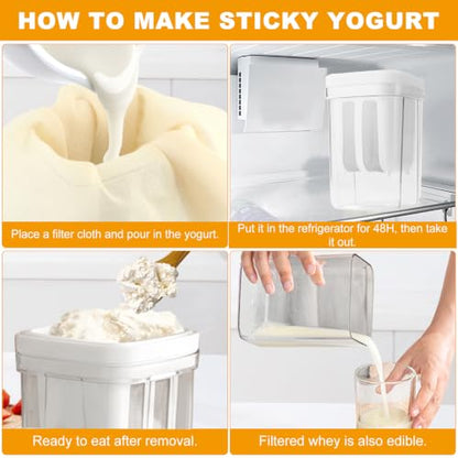 Yogurt Strainer,1100ml Greek Yogurt Strainer,with Stainless Steel Fine Mesh - color: 1100ml