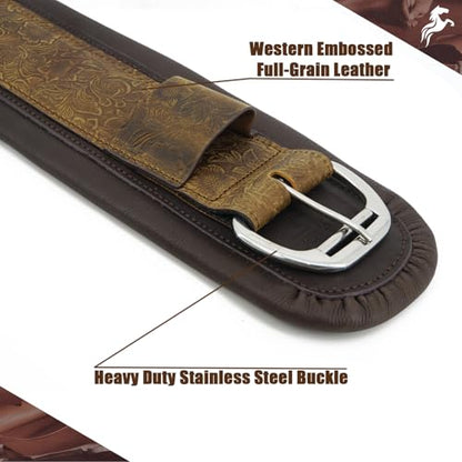 Jeereal Western Horse Cinch,Premium Full-Grain Leather Girths for Horse,Durable Equestrian Equipment - size: 28"