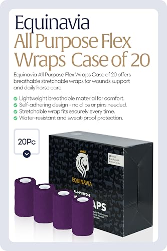 Equinavia 20 Pack Self Adhesive Bandage Wrap, 4 Inch Vet Wrap for Horses - color: Purple