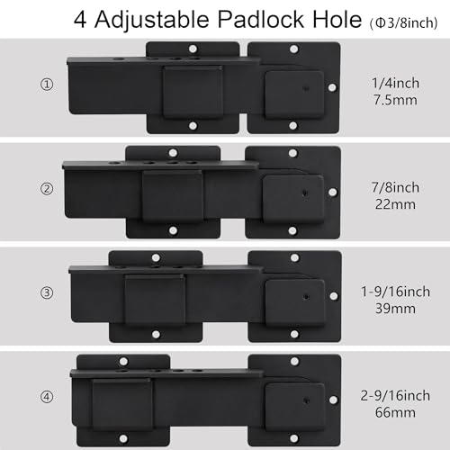 9" Flip Gate Latch Lock with 4 Padlock Holes, Adjustable Door Latch