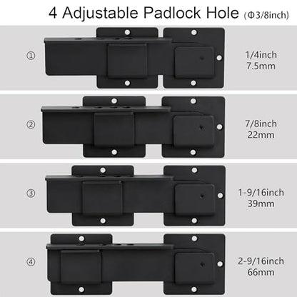 9" Flip Gate Latch Lock with 4 Padlock Holes, Adjustable Door Latch