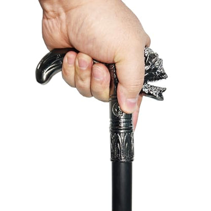 Walking Cane for Men & Women & Seniors - 36.5 Inch Skull Metal Cane