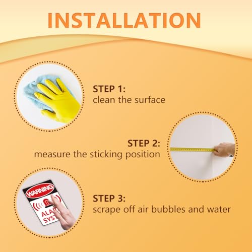 WADORN 10 Sheets Alarm Warning Sign Stickers, Alarm System Sign Decals Waterproof Self-Adhesive Vinyl Decal Security Warning Labels for Home Business Internal and External Use 7.08x5.12 Inch - style: Warning Alarm System