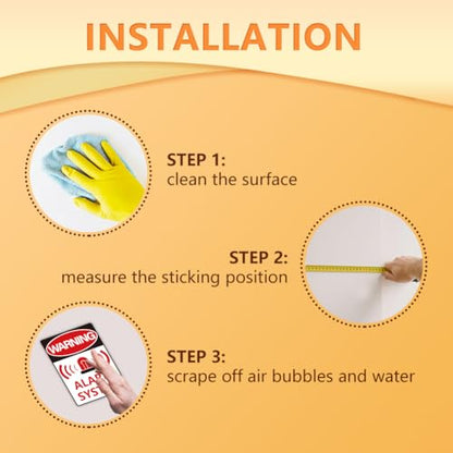 WADORN 10 Sheets Alarm Warning Sign Stickers, Alarm System Sign Decals Waterproof Self-Adhesive Vinyl Decal Security Warning Labels for Home Business Internal and External Use 7.08x5.12 Inch - style: Warning Alarm System