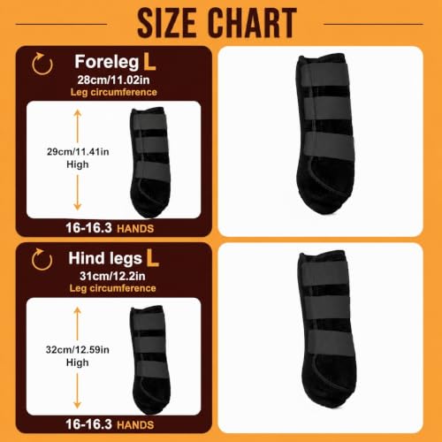 Horse Sport Boots 4 Pack Front Hind Neoprene Splint Leg Wraps - color: Black