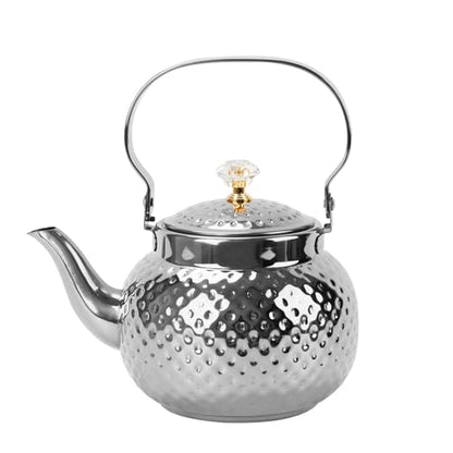 1.2L Hammered Tea Kettle Stovetop, Silver Tea Pot with Strainer for Stove - color: Silver-1.2L