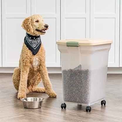 IRIS USA Dog Food Storage Container, Up to 58 lbs, Almond, Made in USA - color: Almond, size: 58 lbs