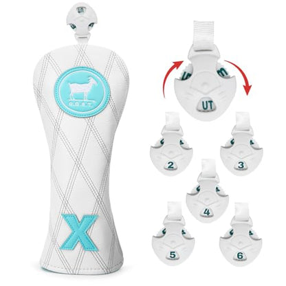 White and Blue Goat Style Golf Driver Headcover Fairway Wood Head Cover Hybrid UT Headcover Cover Premium Golf Accessories for Men - color: ut cover 1pc
