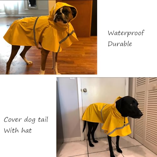 NACOCO Large Dog Raincoat Adjustable Pet Water Proof Clothes Lightweight Rain Jacket Poncho Hoodies with Strip Reflective (XL, Yellow) - color: Yellow, size: X-Large (Pack of 1)