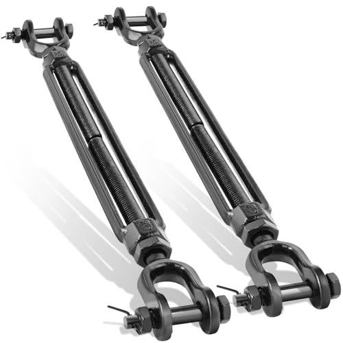 1/2" Cable Turnbuckle, Black Jaw and Jaw Turnbuckles - 2205 lbs WLL - size: 2 Pcs 1/2” x 17.4”