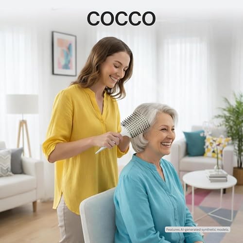 COCCO Aura Vent Boar Brush, Dual-Curved Design for Faster Drying - color: White