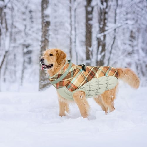 Lelepet Warm Dog Winter Coat Dog Coats for Small Dogs Jacket with Harness - color: Brown Plaid, size: X-Small