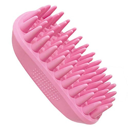 Pet Silicone Shampoo Brush for Long & Short Hair, Pink ( New ), Medium Large Pets Dogs Cats, Silicone Shower Wash Curry Brush, Massage Comb - color: Pink