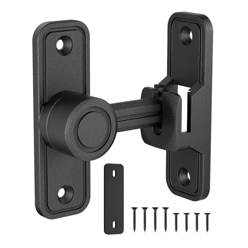 Barn Door Lock 2.4" 90/180 Flip Gate Latch, Black 1-Pack - color: Black-1 Pc