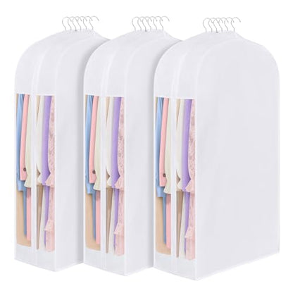 43 Inch Premium Cotton Garment Bag for Hanging Clothes and Storage - size: 10"W x 43"H-3pcs