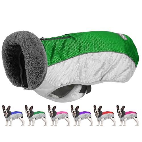 Petglad Dog Coat, Waterproof Ripstop Dog Winter Jacket with Leash Hole, Reflective Adjustable Warm Pet Fleece Snow Sweater for Small Medium Large Dogs - Green, XL - color: Green, size: XL