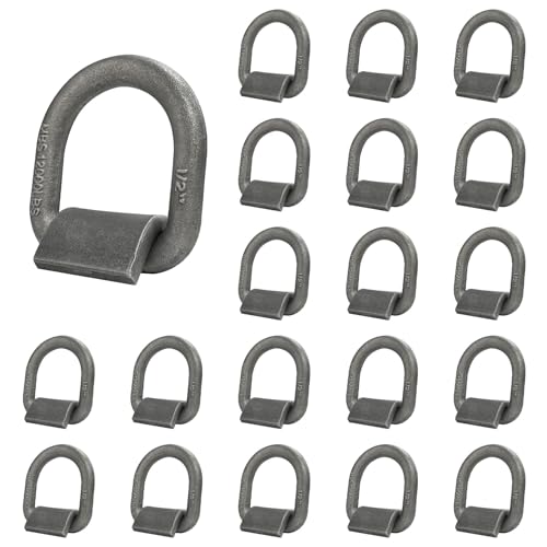Grandroad auto 20 Pack Weld-On Forged D Ring, Heavy Duty 1/2" D-Ring Trailer Tie Down Anchor with MBS:12,000 lbs for Trailer, Truck Cargo, RV, ATV Tiedowns, Farm Applications and More. - size: 1/2“-20pack