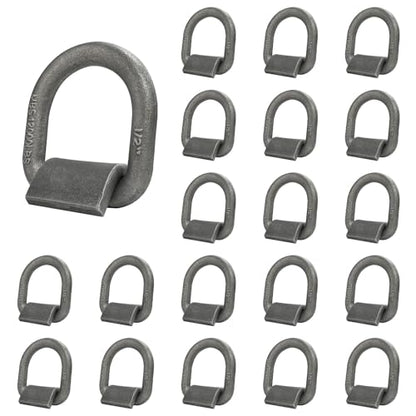 Grandroad auto 20 Pack Weld-On Forged D Ring, Heavy Duty 1/2" D-Ring Trailer Tie Down Anchor with MBS:12,000 lbs for Trailer, Truck Cargo, RV, ATV Tiedowns, Farm Applications and More. - size: 1/2“-20pack