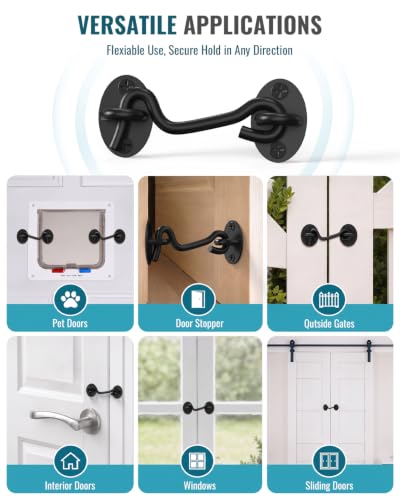 Barn Door Lock Latch Gate Latch Screen Sliding Door Hardware RV Accessaries | 2 Pack 4 Inch Hook and Eye Latch Stainless Steel Heavy Duty Cabin Hooks Door Latch for Wooden Fence Shed Door Window Cabinet