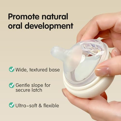 Aynmer Natural Flow Baby Bottle Silicone Nipple，0+ Months, 4 Counts (M) - color: M (3m+)