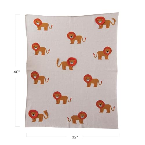 Creative Co-Op Cotton Knit Baby Blanket with Lions, 40" L x 32" W - color: Tigers, size: 40" L x 32" W