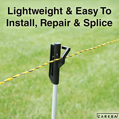 Zareba Heavy-Duty Sure Shock Aluminum Polywire - PVC-Coated Fiberglass and UV-Stabilized Electric Fence Line - 1,320 Foot Spool - Equine Fencing, Temporary Electric Fence - HDW1320YA-Z