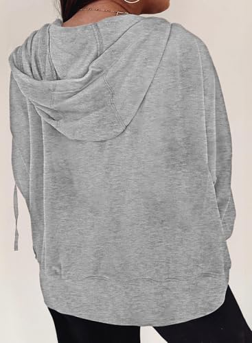 Eytino Women Plus Size Zip Up Hoodie Long Sleeve Oversized Sweatshirts - color: Gray, size: 2X