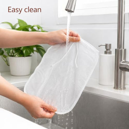 3 Pcs Nut Milk Bag, Reusable Fine Nylon Mesh Food Strainer with Stainless Steel Handle, Cold Brew Coffee Tea Greek Yogurt Filter for Almond Soy Milk Juice Cheese (8x12/10x12/13x13 Inches)